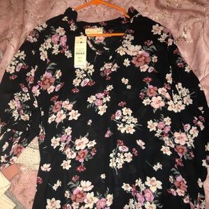 Cute Black Floral Blouse